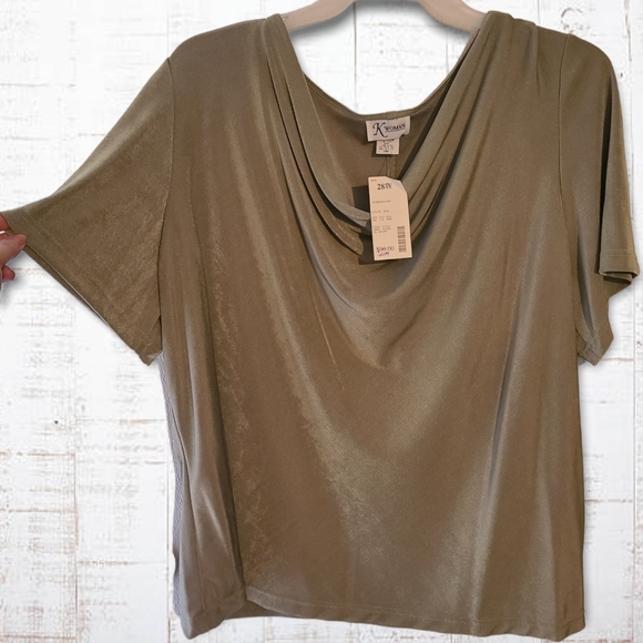 K Woman Plus Size Sage Metalic Blouse NWT - Picture 2 of 6